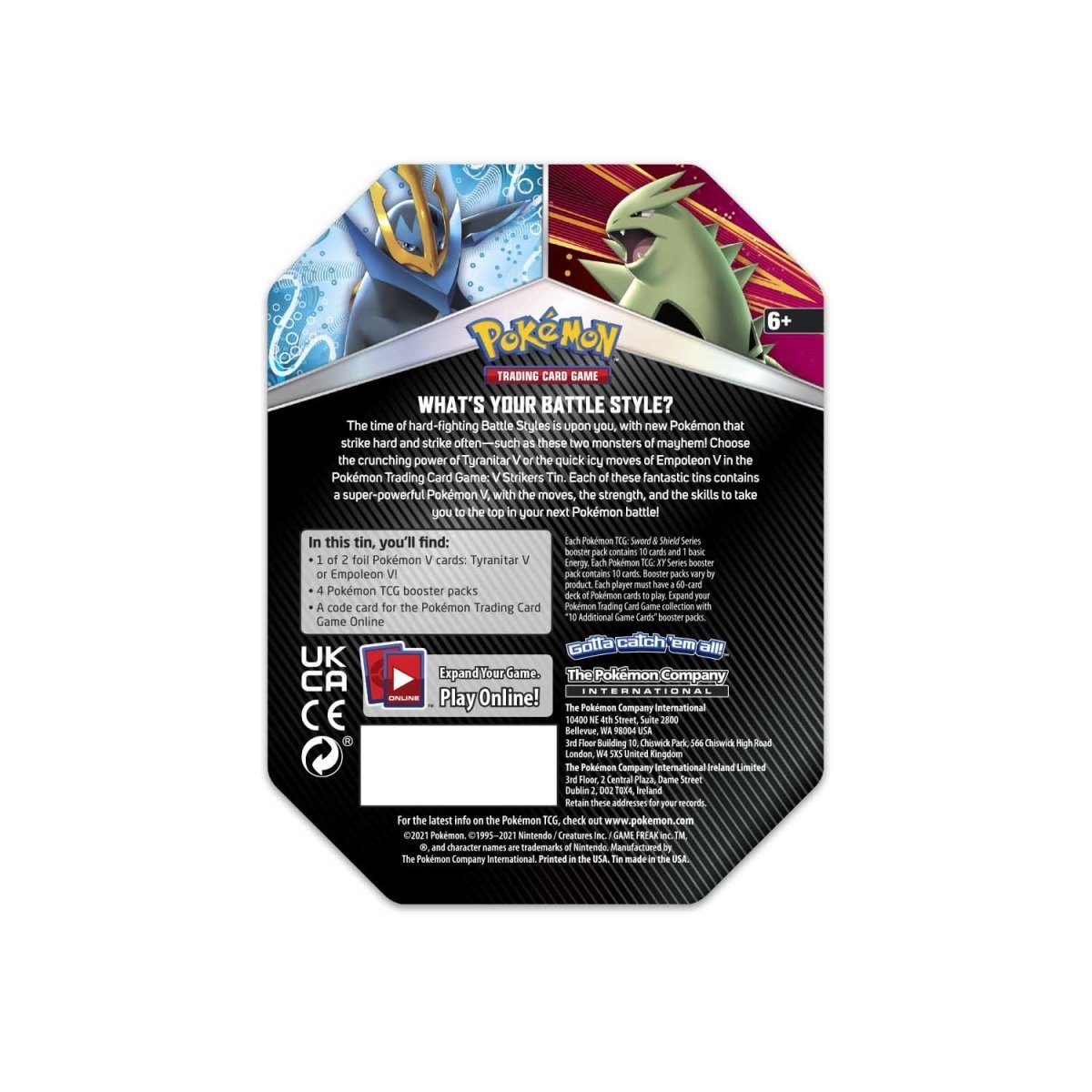 pokémon trading card game v strikers tin Pokemon Trading Card Game V Strikers Tyranitar V Tin Set [5 Booster Packs &  Promo Card] – PokeOrder.com main image 1