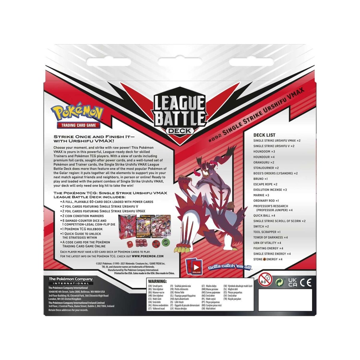 ijs Mauve dialect Pokémon TCG: Single Strike Urshifu VMAX League Battle Deck | Pokémon Center  Official Site
