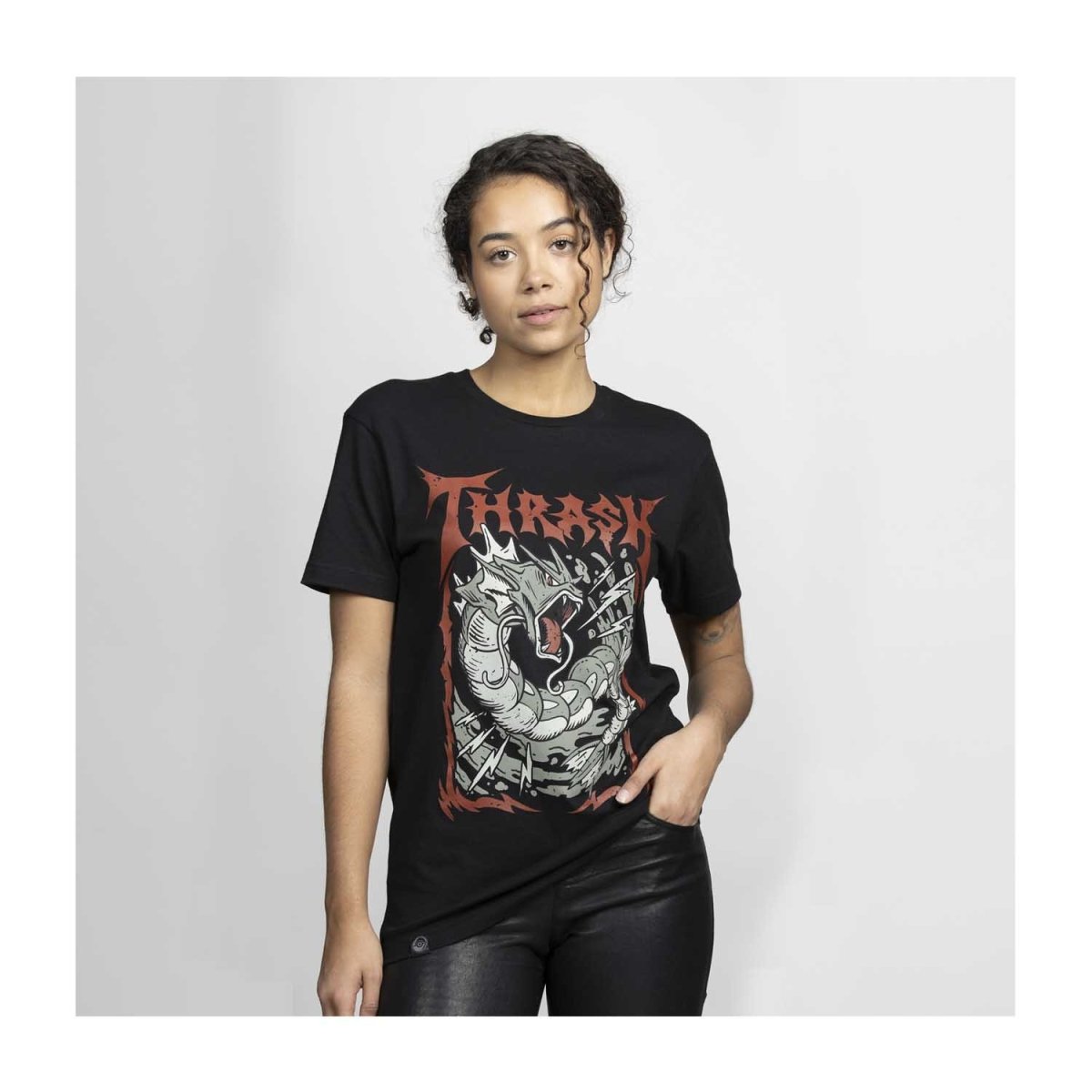 Gyarados Pokémon Greatest Hits Black Relaxed Fit Crew Neck T-Shirt