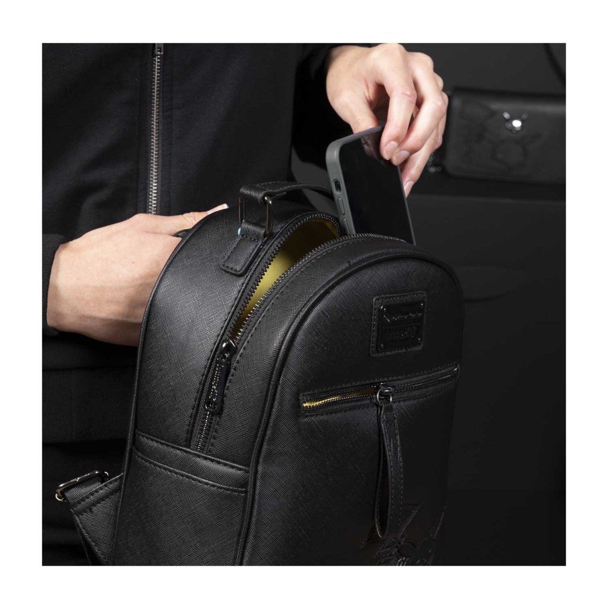 Detective Pikachu Pattern Black & Brown Backpack - Loungefly The Great Mouse Detective Exclusive Flap Pocket Mini  main image 2