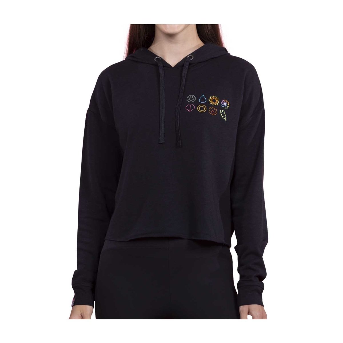 Kanto Gym Badge Black Crop Hoodie - Women | Pokémon Center