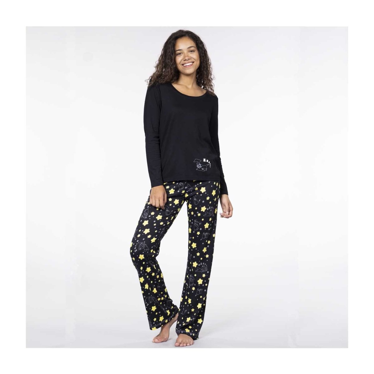 Pikachu & Teddiursa Black & Yellow Lounge Pants - Women