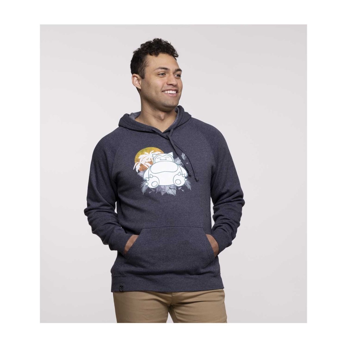 Snorlax Sunset Heather Navy Fitted Pullover Hoodie Adult
