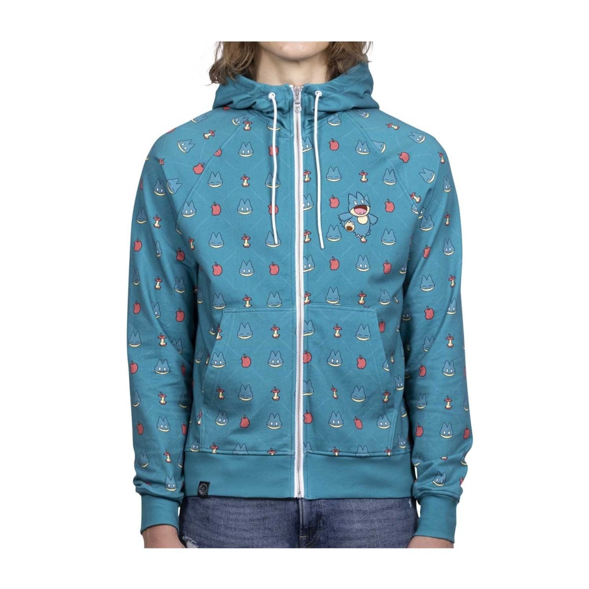 Munchlax Snack Time Teal Allover-Print Zip-Up Hoodie - Adult