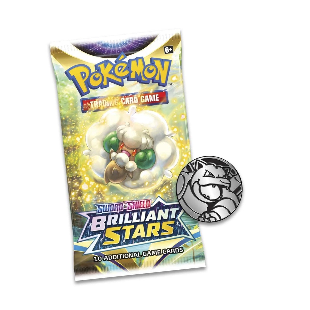 Pokémon TCG Sword & ShieldBrilliant Stars 3 Booster Packs, Coin