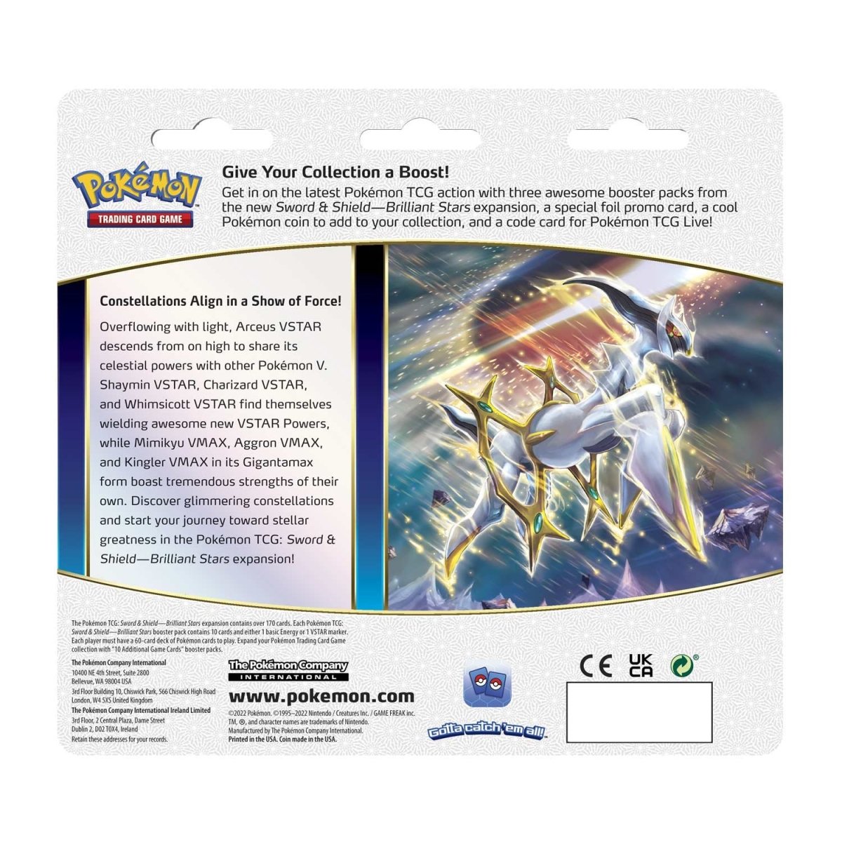 Pokémon TCG: Sword & Shield-Brilliant Stars 3 Booster Packs, Coin & Glaceon  Promo Card