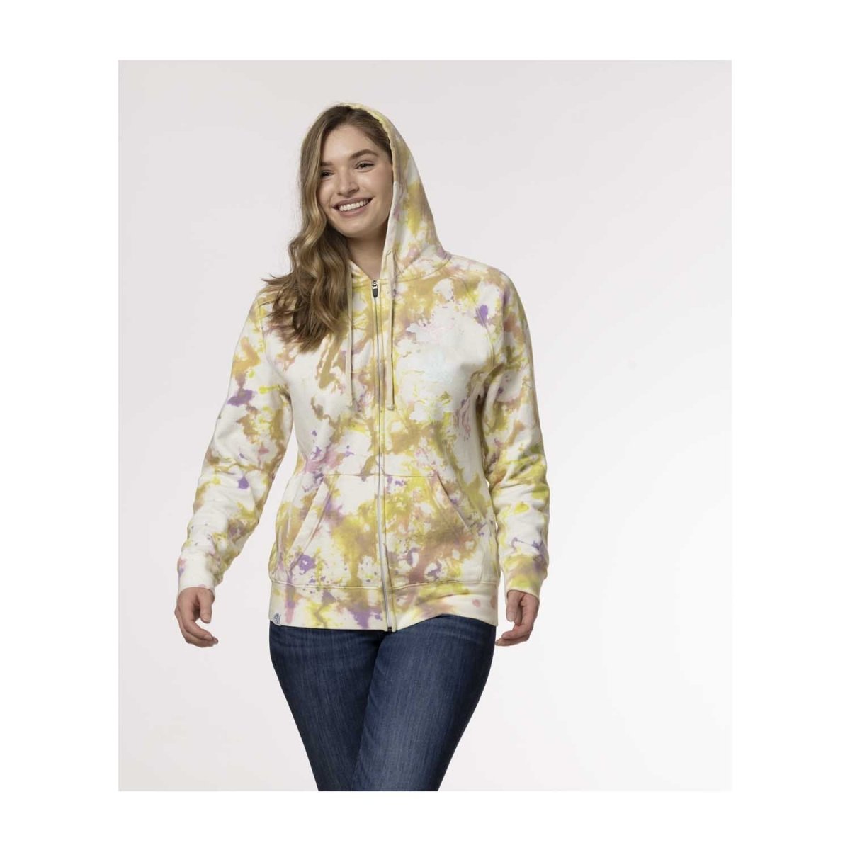 Articuno, Zapdos & Moltres Pink, Yellow & Purple Tie-Dye Zip-Up
