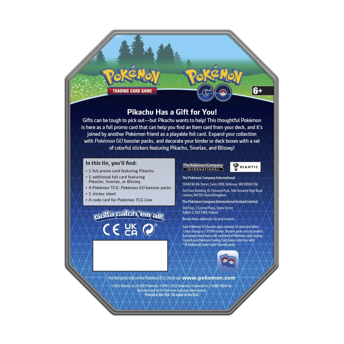 Pokemon TCG Pokemon Go Gift Tin - Pikachu, Tin only 820650850776