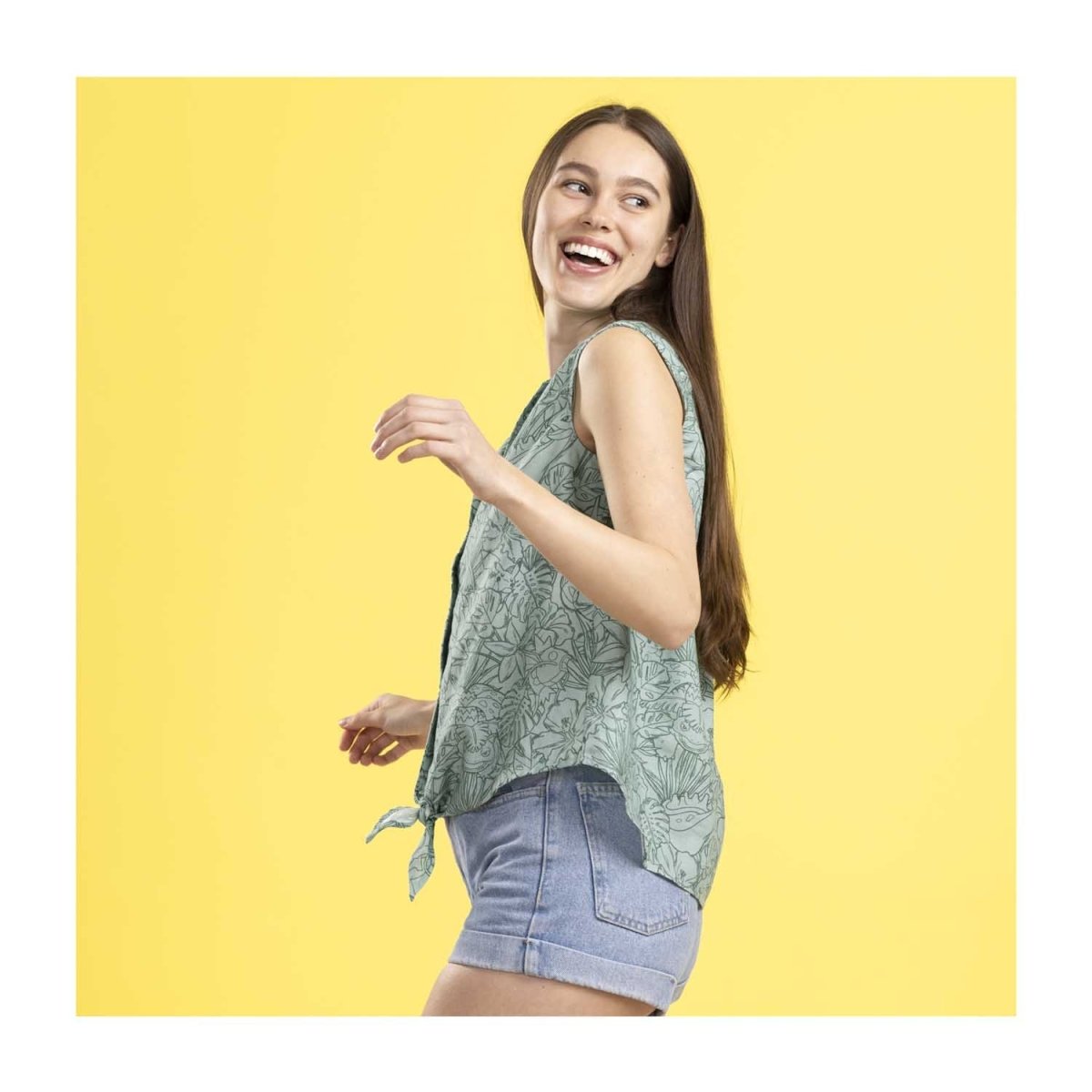 Pokémon Tropical Jungle Green Sleeveless Tropical Shirt - Women