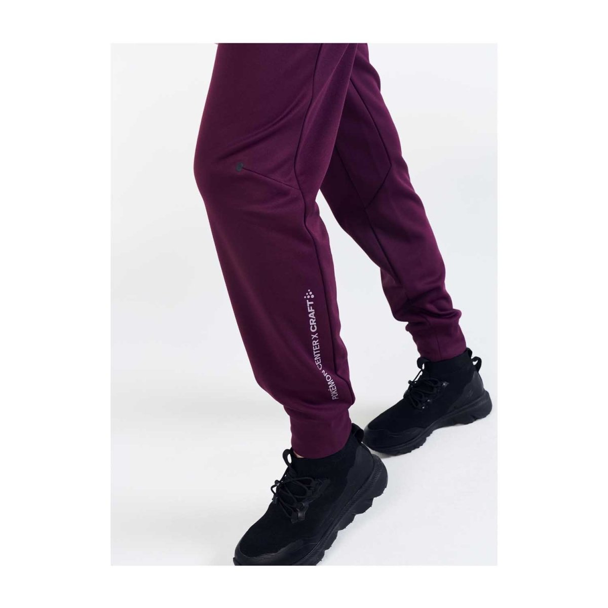 [GRAVER]★ZIPPERED LEGIC PURPLE FLOWER JOGGER PANTS Pokémon Center × Craft: Gengar Unify Burgundy Pants - Women