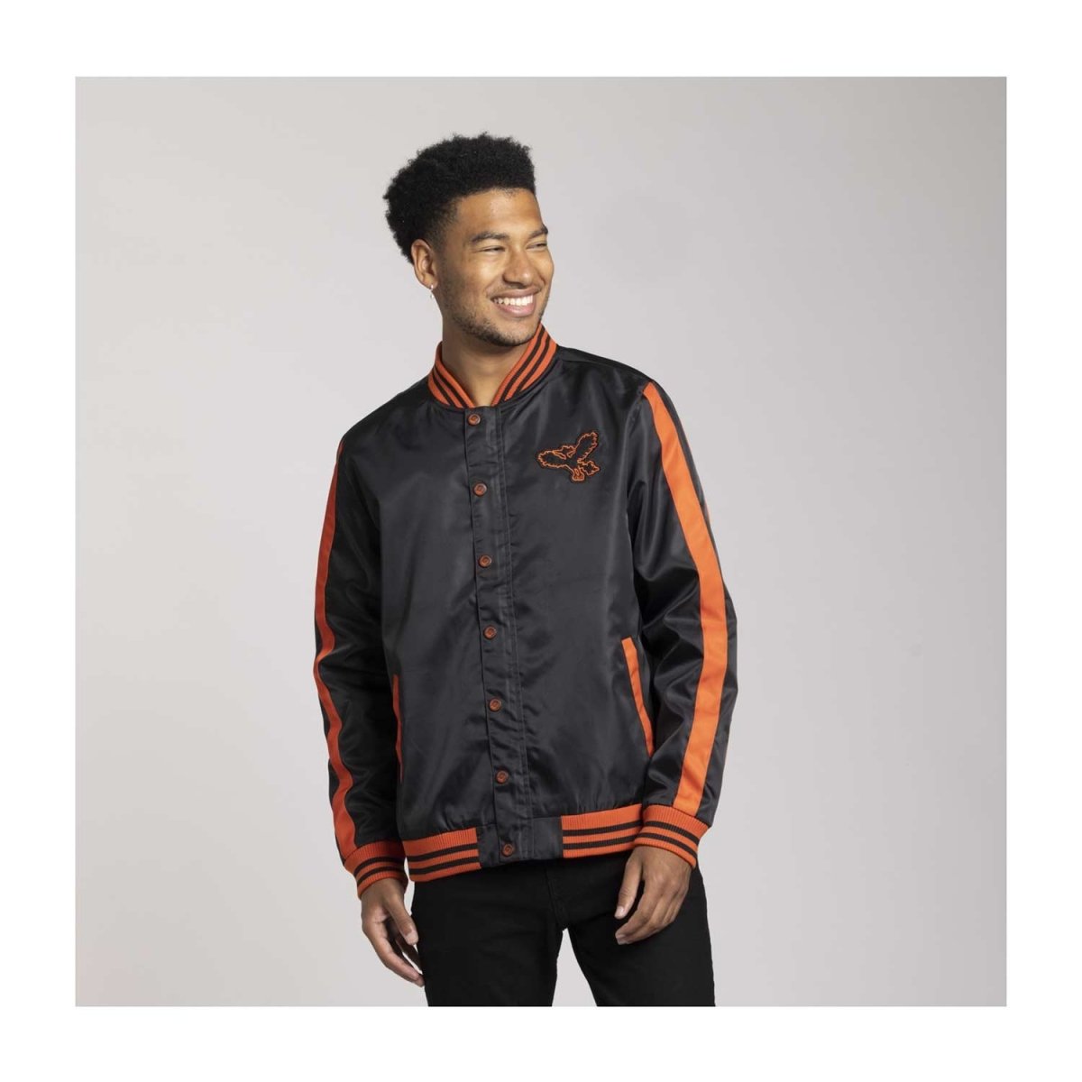 975 LEONARD ブルゾン ジャケット 黒 オレンジ Mサイズ Moltres Pokémon Jackets Black Snap-Down Jacket - Adult | Pokémon