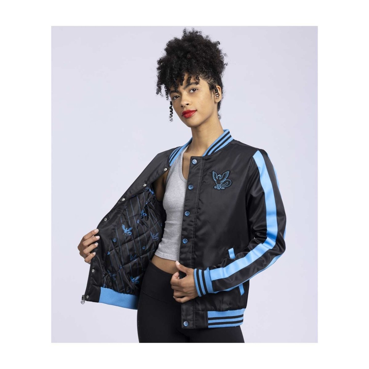 Articuno Pokémon Jackets Black Insulated Snap-Down Jacket - Adult