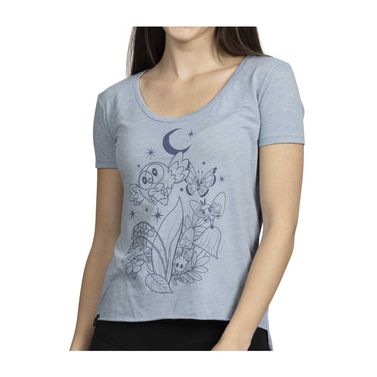 Rowlet & Friends Pokémon Nature: Spring Blue Scoop Neck Festival T-Shirt - Women