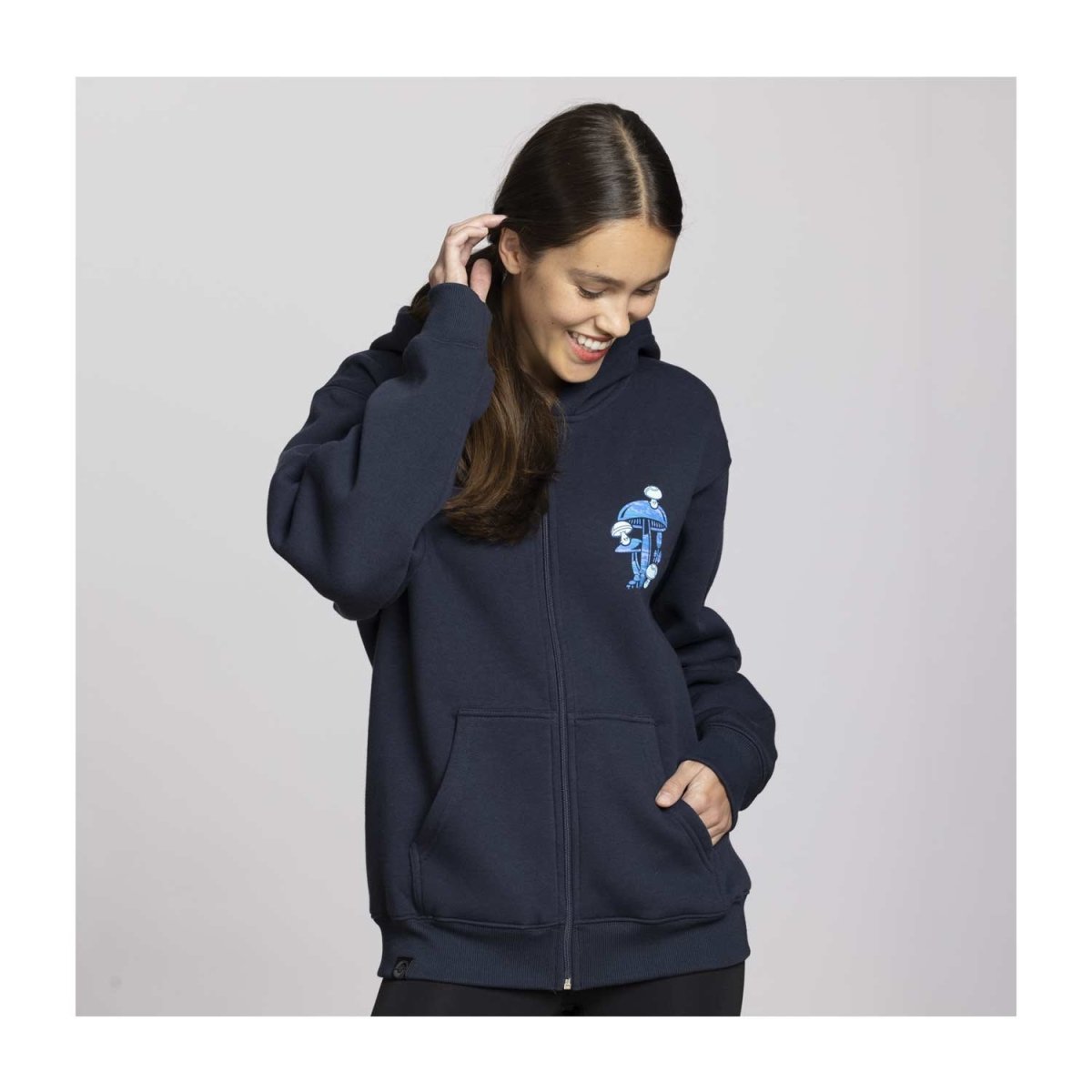 Mushroom Forest Pokémon Nature: Fall Navy Relaxed Fit Zip-Up