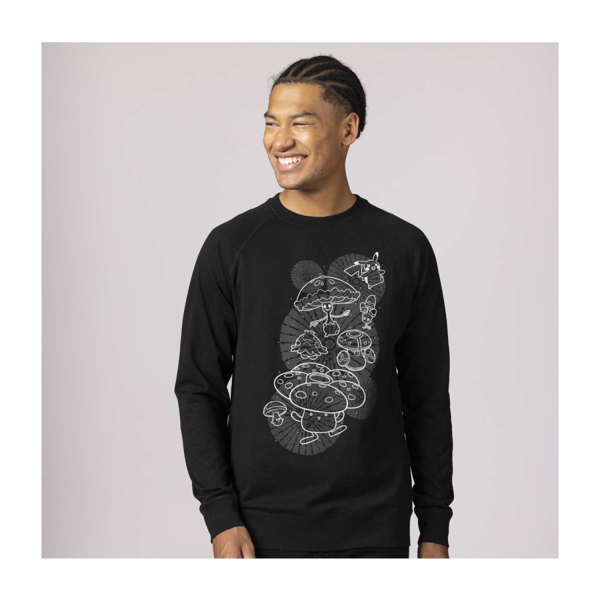 Pikachu, Shiinotic & Friends Pokémon Nature: Fall Black Crew Neck