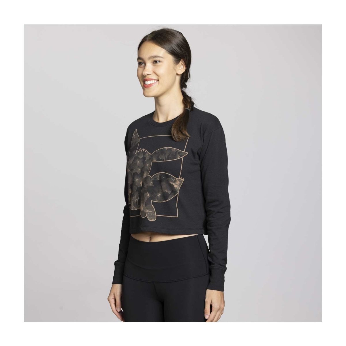 Eevee Pokémon Nature: Fall Black Heavyweight Crop Long-Sleeve