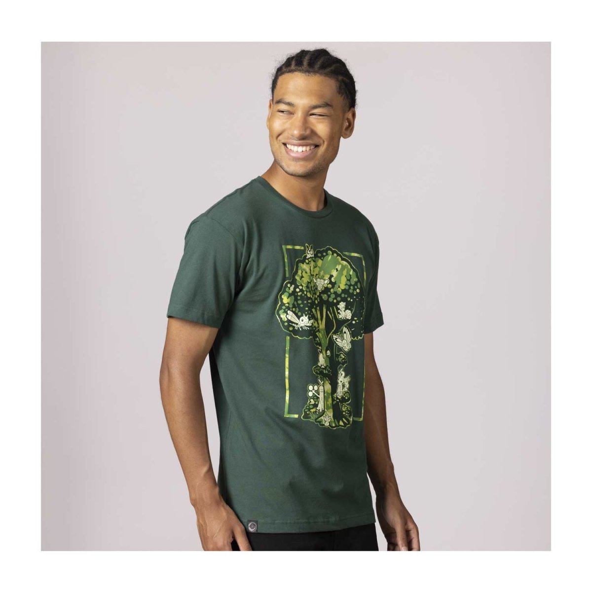 Treehouse Friends Pokémon Nature: Fall Green Relaxed Fit Crew Neck T-Shirt  - Adult