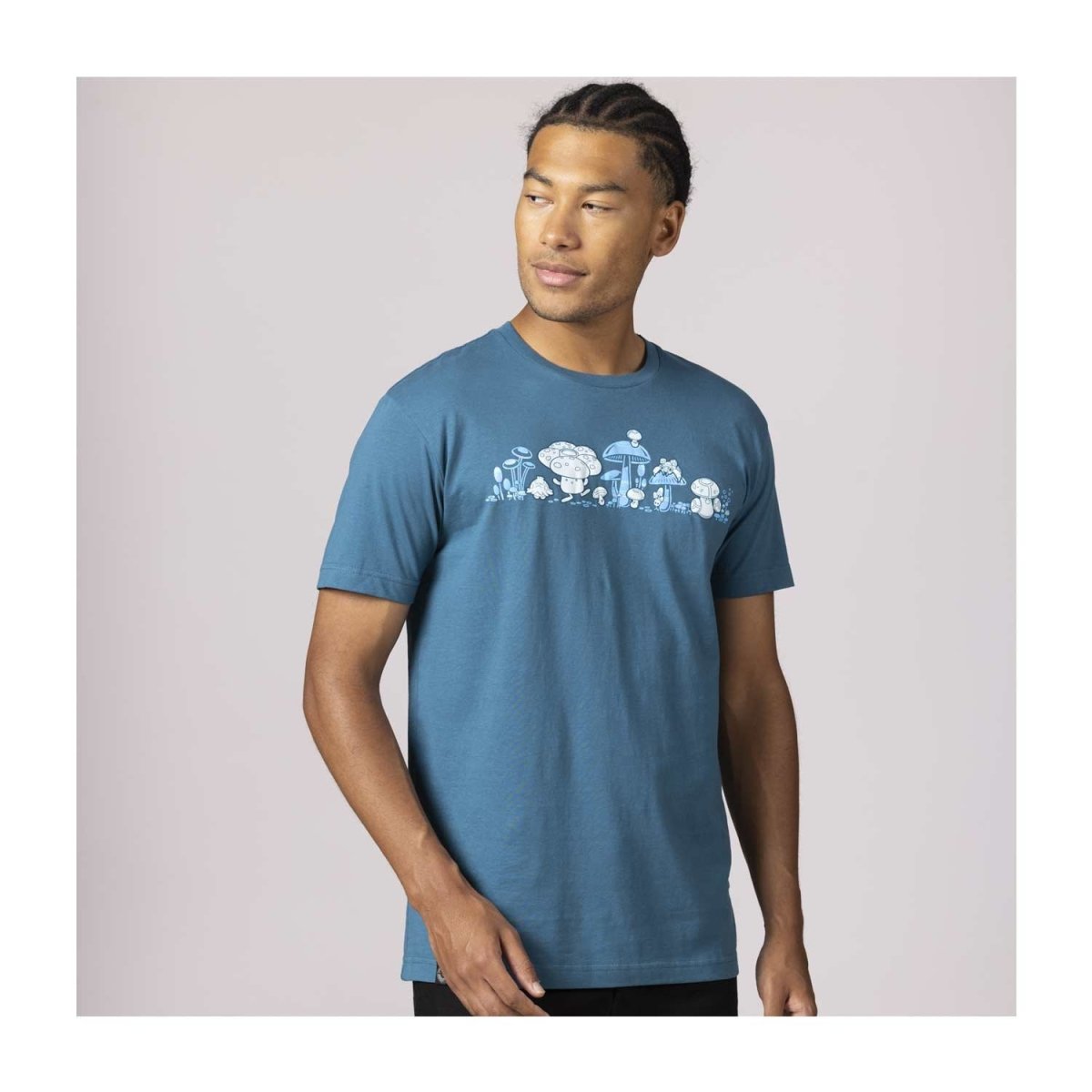 Mushroom Forest Pokémon Nature: Fall Blue Relaxed Fit Crew Neck T