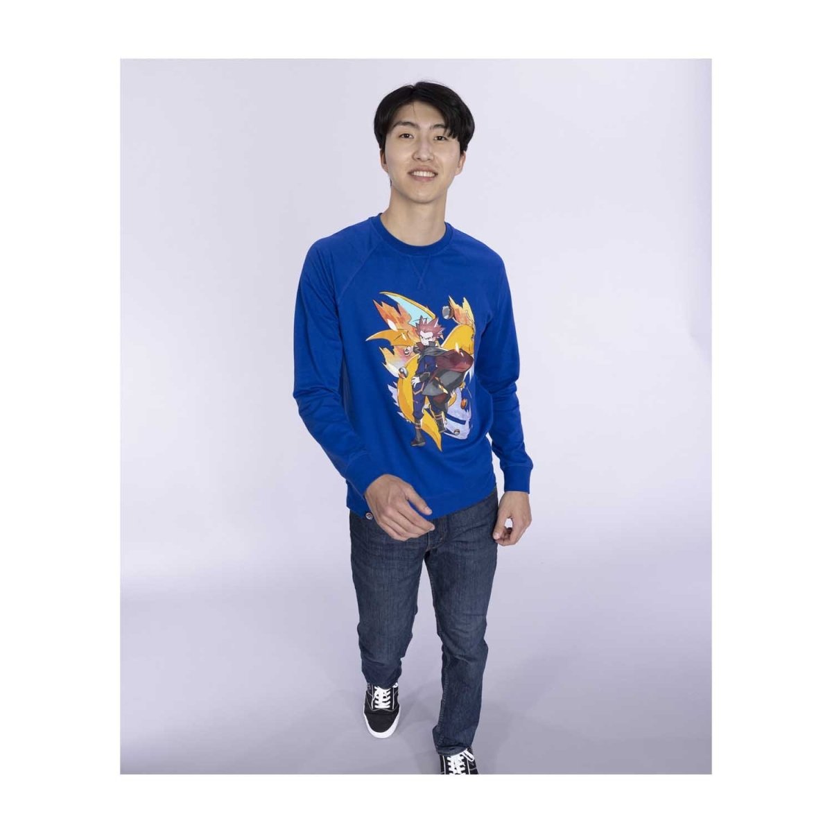 Lance Pokémon Trainers Blue French Terry Crew Neck Sweatshirt - Adult