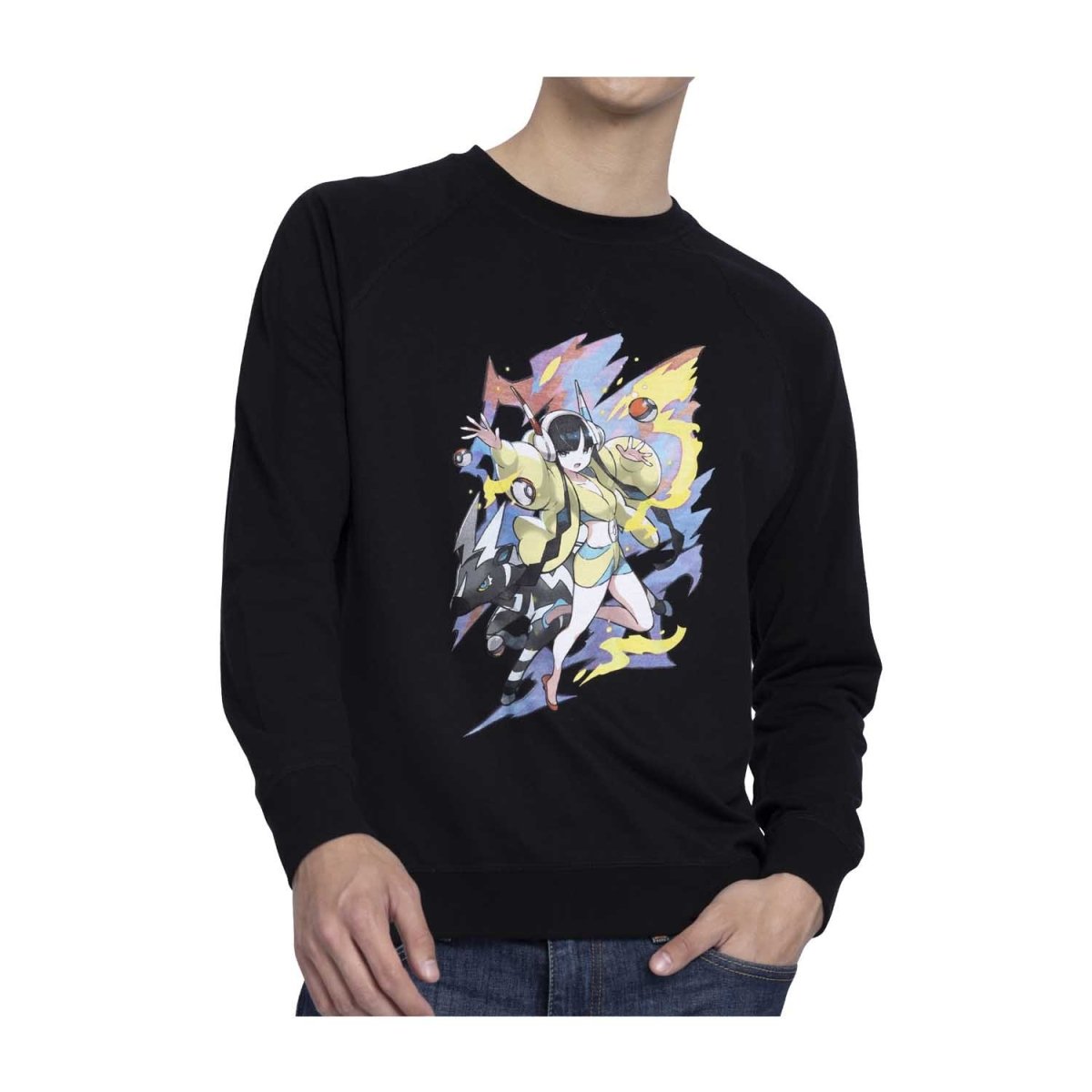 Elesa Pokémon Trainers Black French Terry Crew Neck Sweatshirt