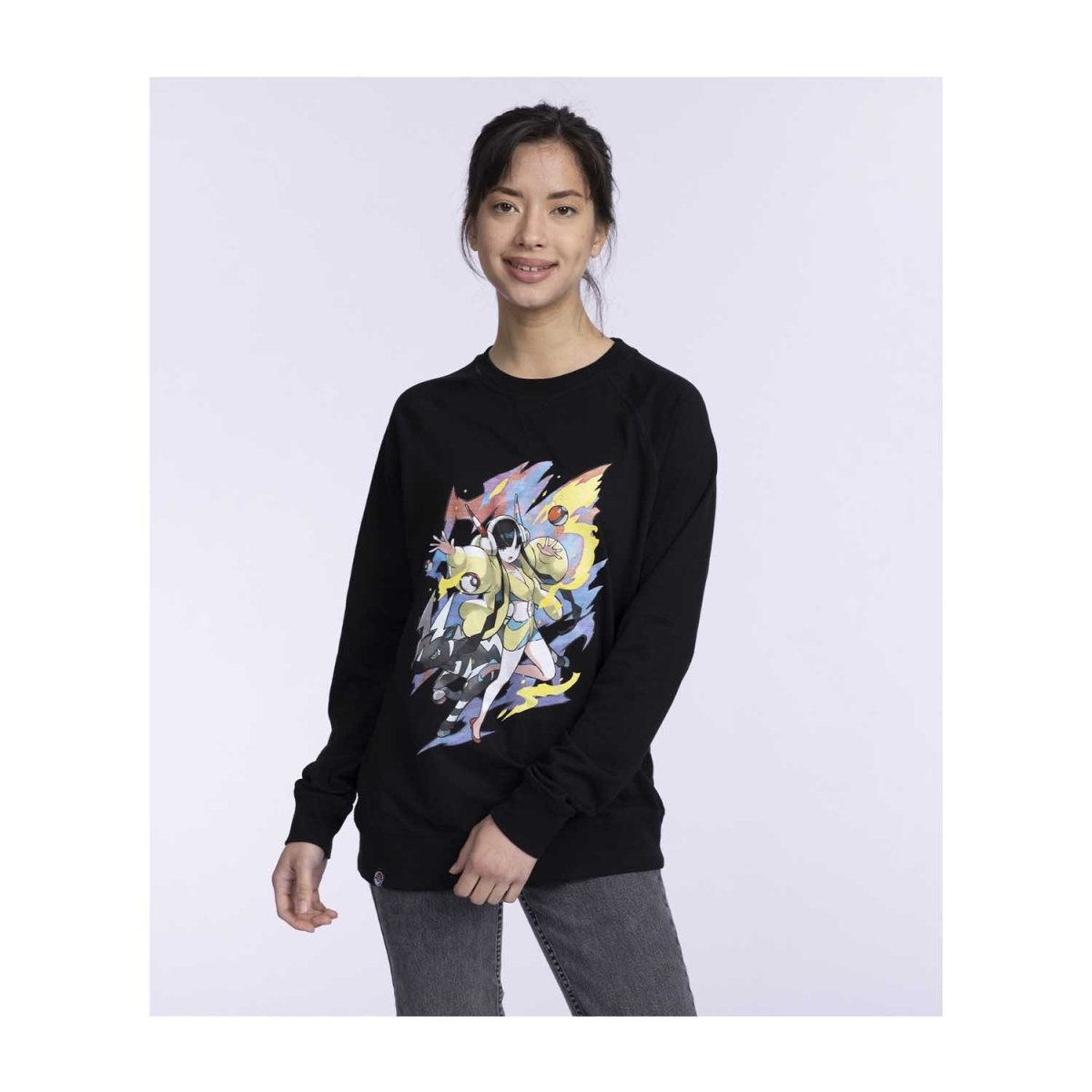 Elesa Pokémon Trainers Black French Terry Crew Neck Sweatshirt