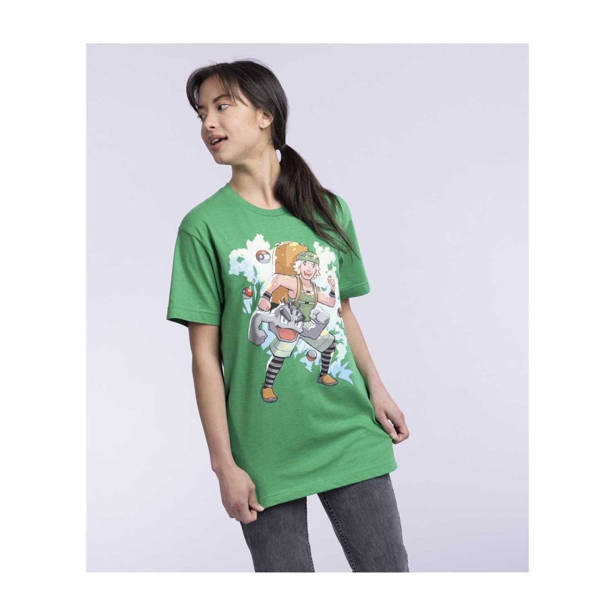 Hiker Pokémon Trainers Green Relaxed Fit Crew Neck TShirt Adult