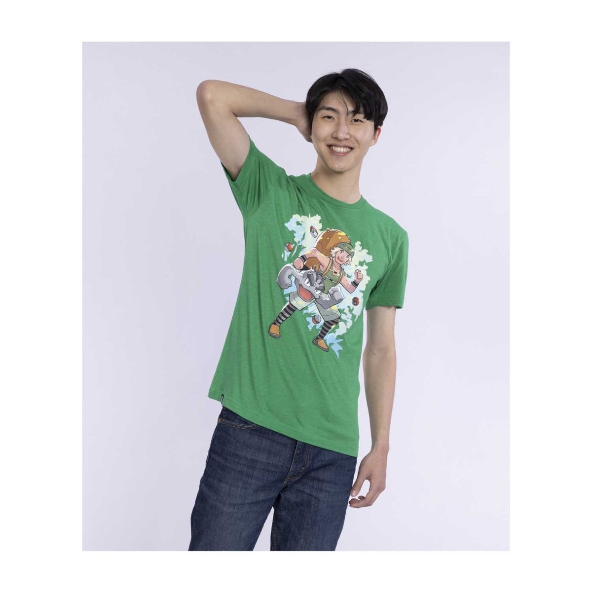 Hiker Pokémon Trainers Green Relaxed Fit Crew Neck TShirt Adult