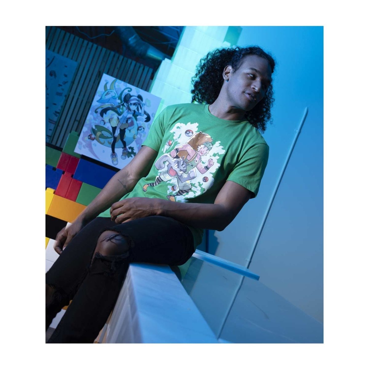 Hiker Pokémon Trainers Green Relaxed Fit Crew Neck T-Shirt - Adult