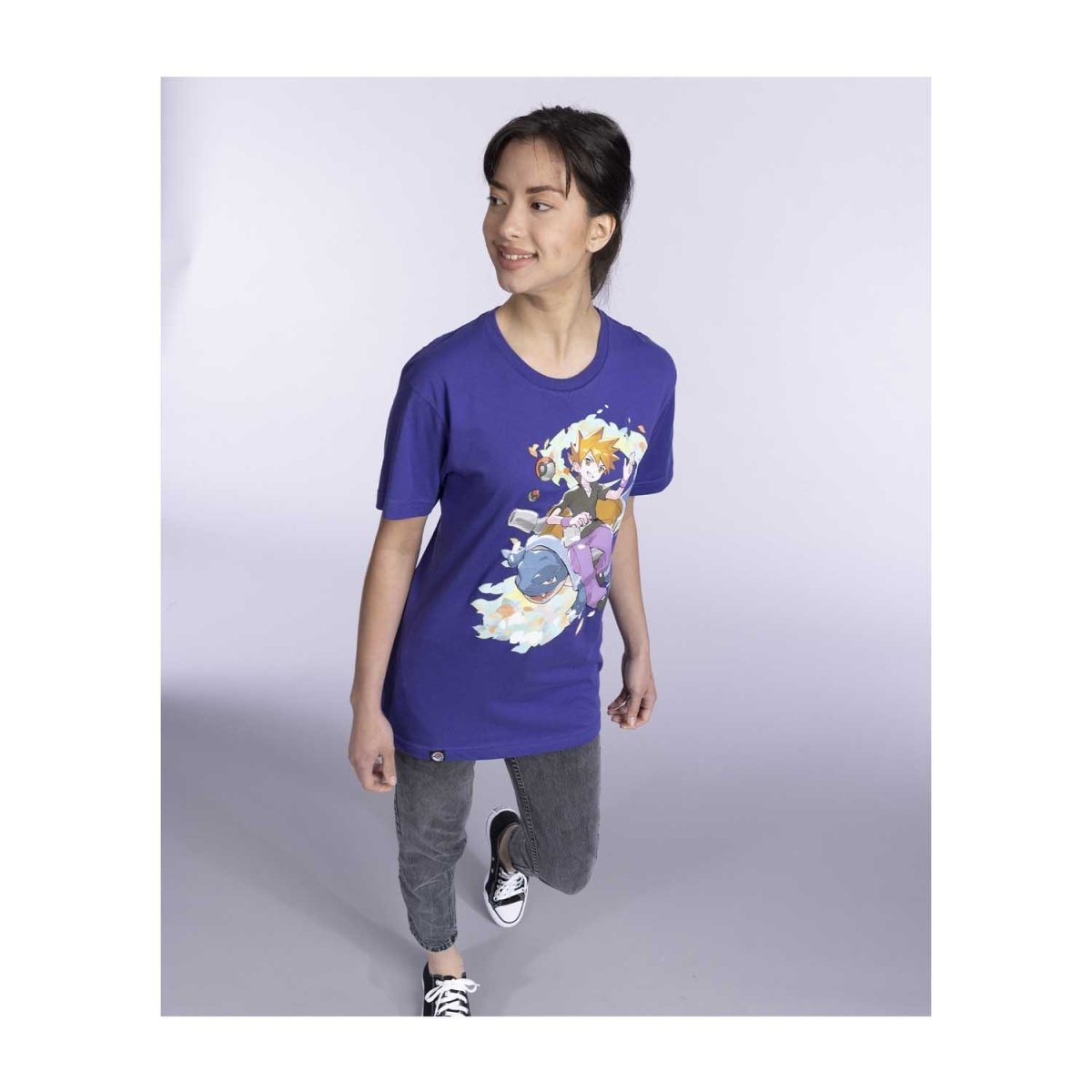 【COVERNAT】 Pokemon Balance Cool Cotton T-Shirt Navy Startled Pikachu Navy Relaxed Fit Crew Neck T-Shirt - Adult