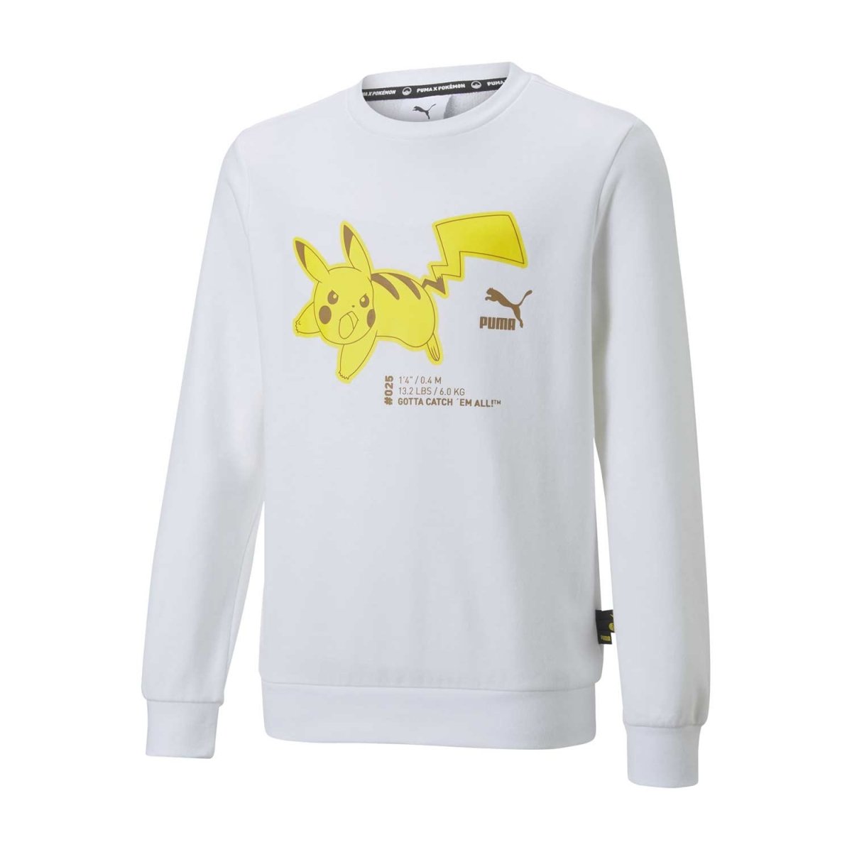 PUMA × Pokémon: Pikachu Puma White French Terry Relaxed Crew Neck  Sweatshirt - Youth