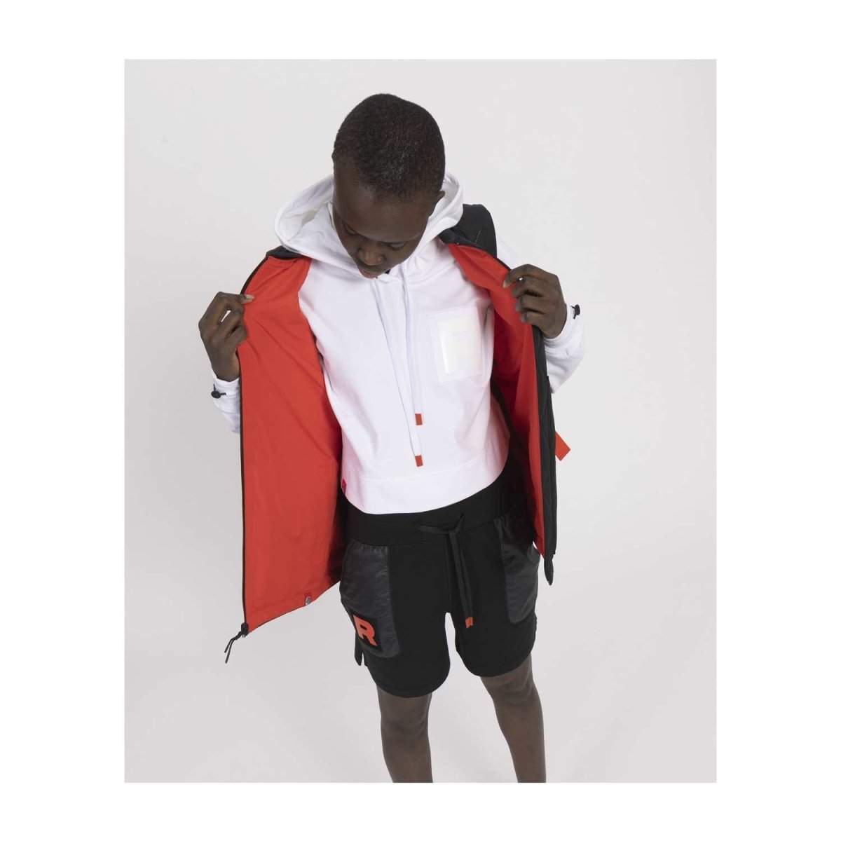 Team Rocket HQ Collection White Fleece Crop Hoodie - Adult