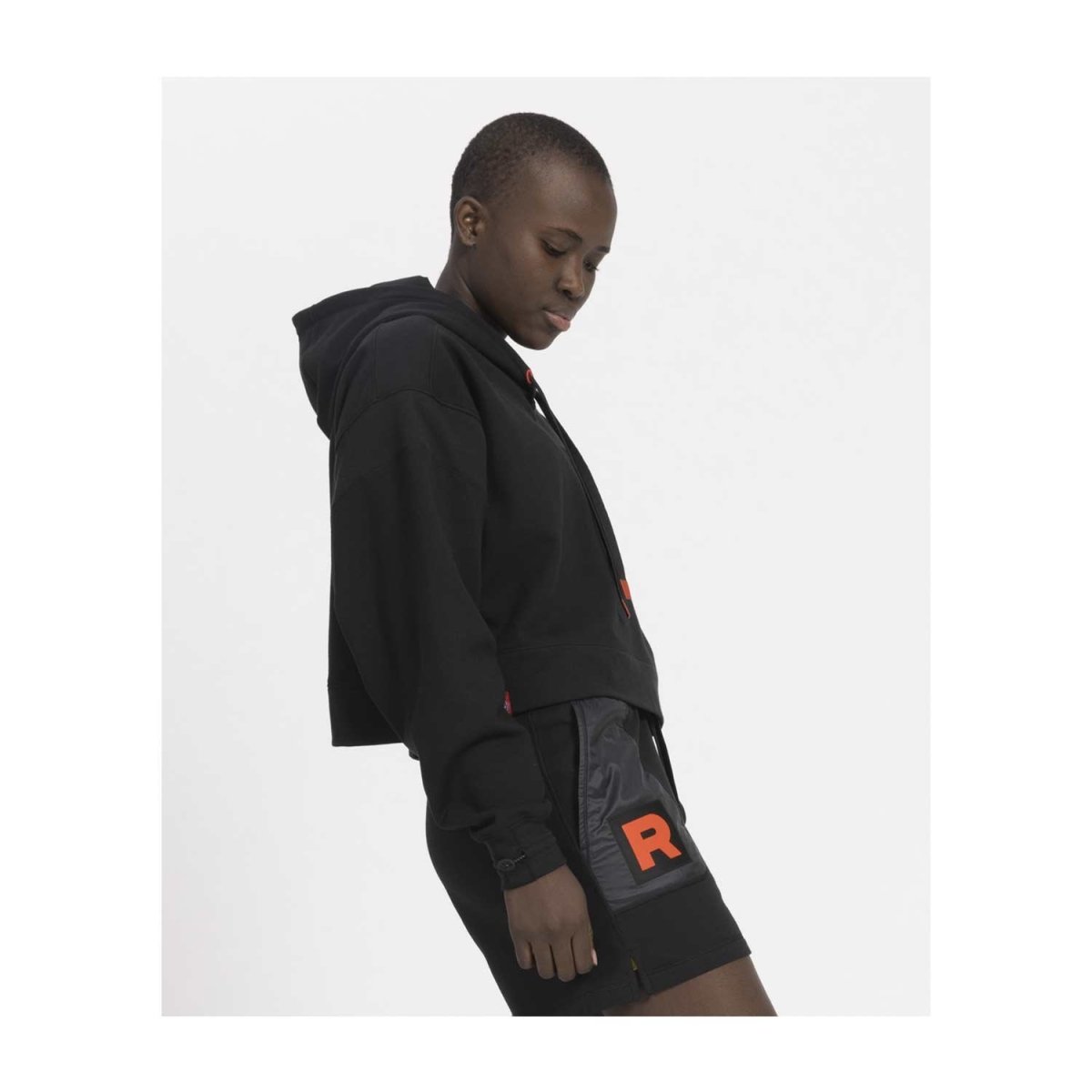 Team Rocket HQ Collection Black Fleece Crop Hoodie - Adult