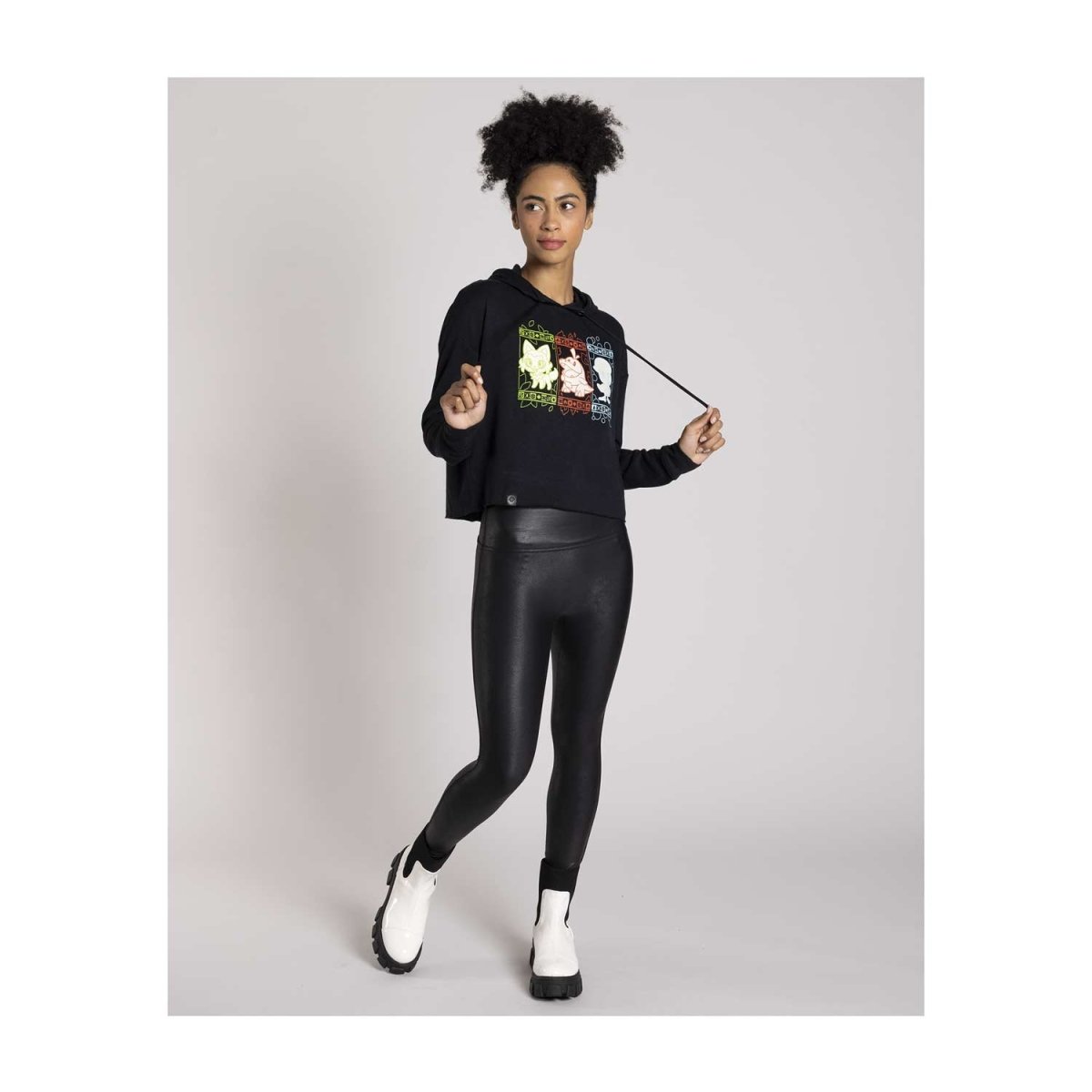Sprigatito, Fuecoco & Quaxly Black Crop Hoodie - Adult | Pokémon