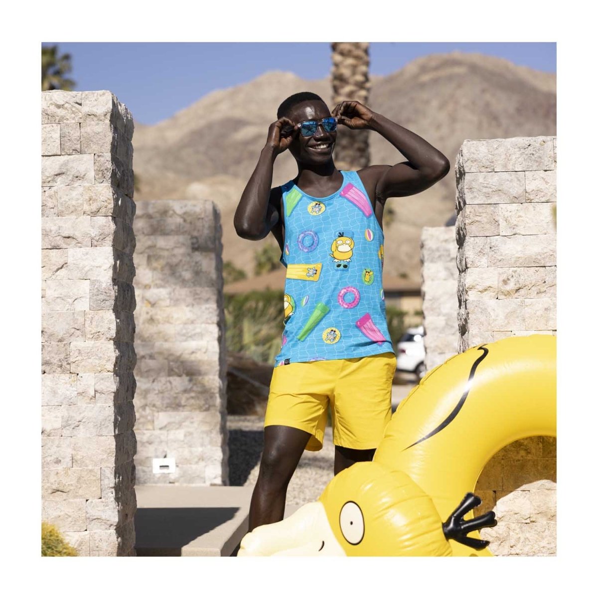 【Yu】ナゴンスタンスsquare-hem tanktop スイムウェア Pokémon Tropical Pikachu & Friends Pool Party Fitted Tank Top