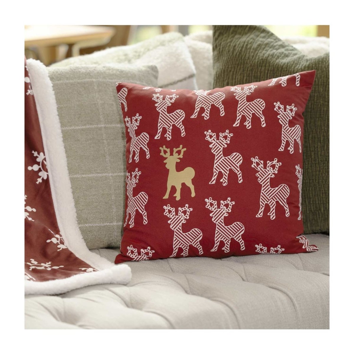 Red Plaid Christmas Throw Pillow Covers (18x18 In, 6 Pack)