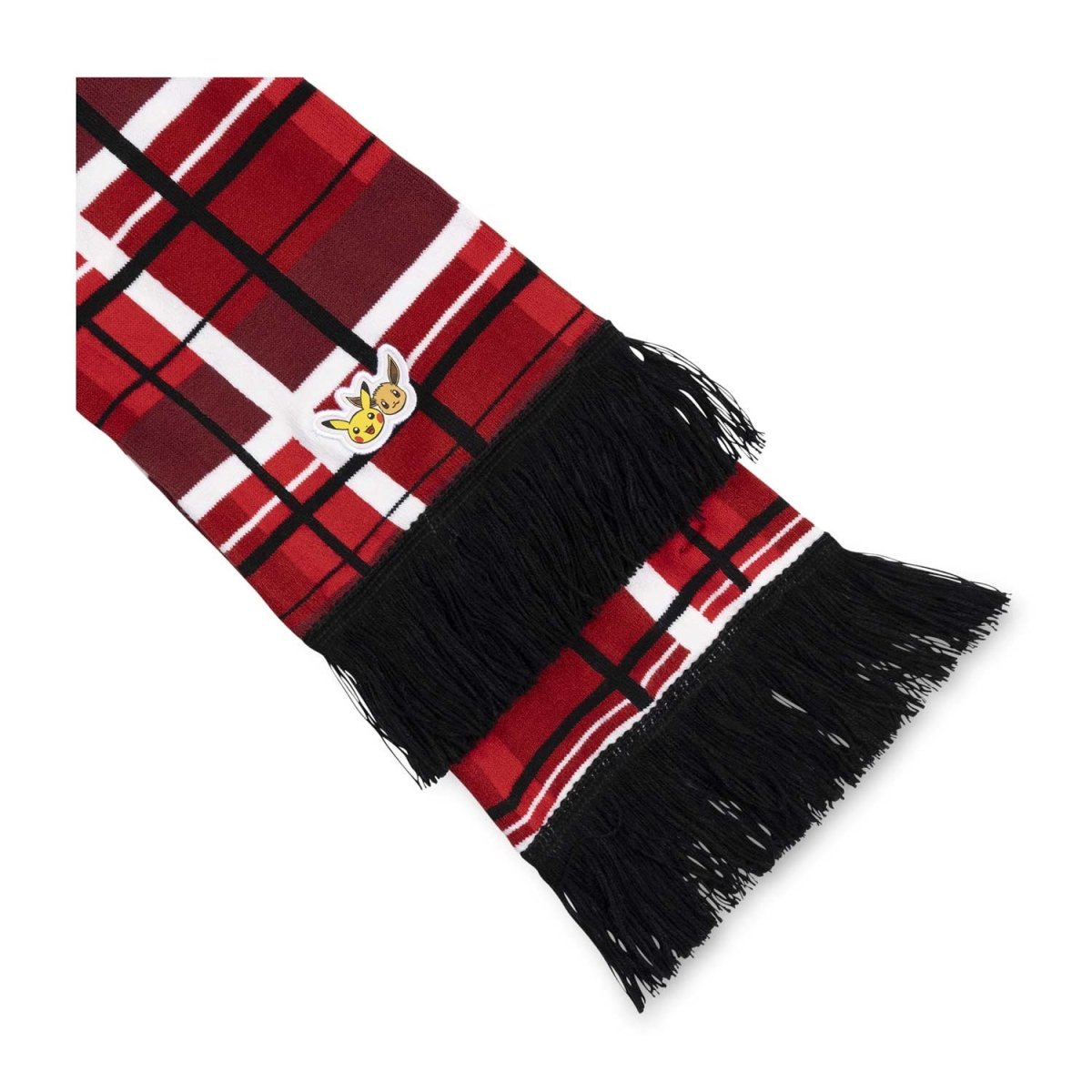 Pikachu & Eevee Red & Black Plaid Knit Scarf (One Size-Adult