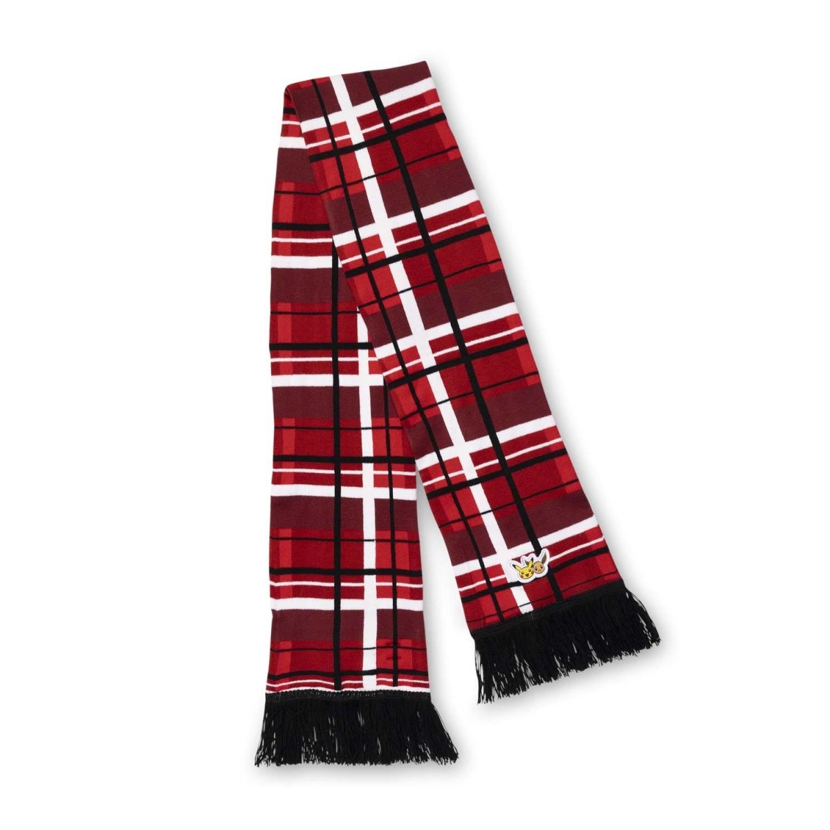Pikachu & Eevee Red & Black Plaid Knit Scarf (One Size-Adult
