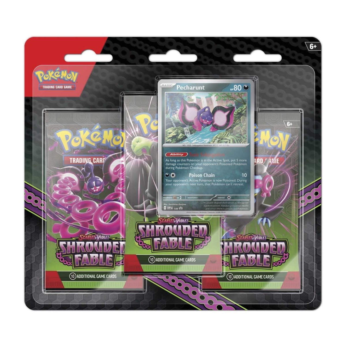 Pokémon TCG Scarlet & VioletShrouded Fable 3 Booster Packs & Pecharunt Promo Card Pokémon