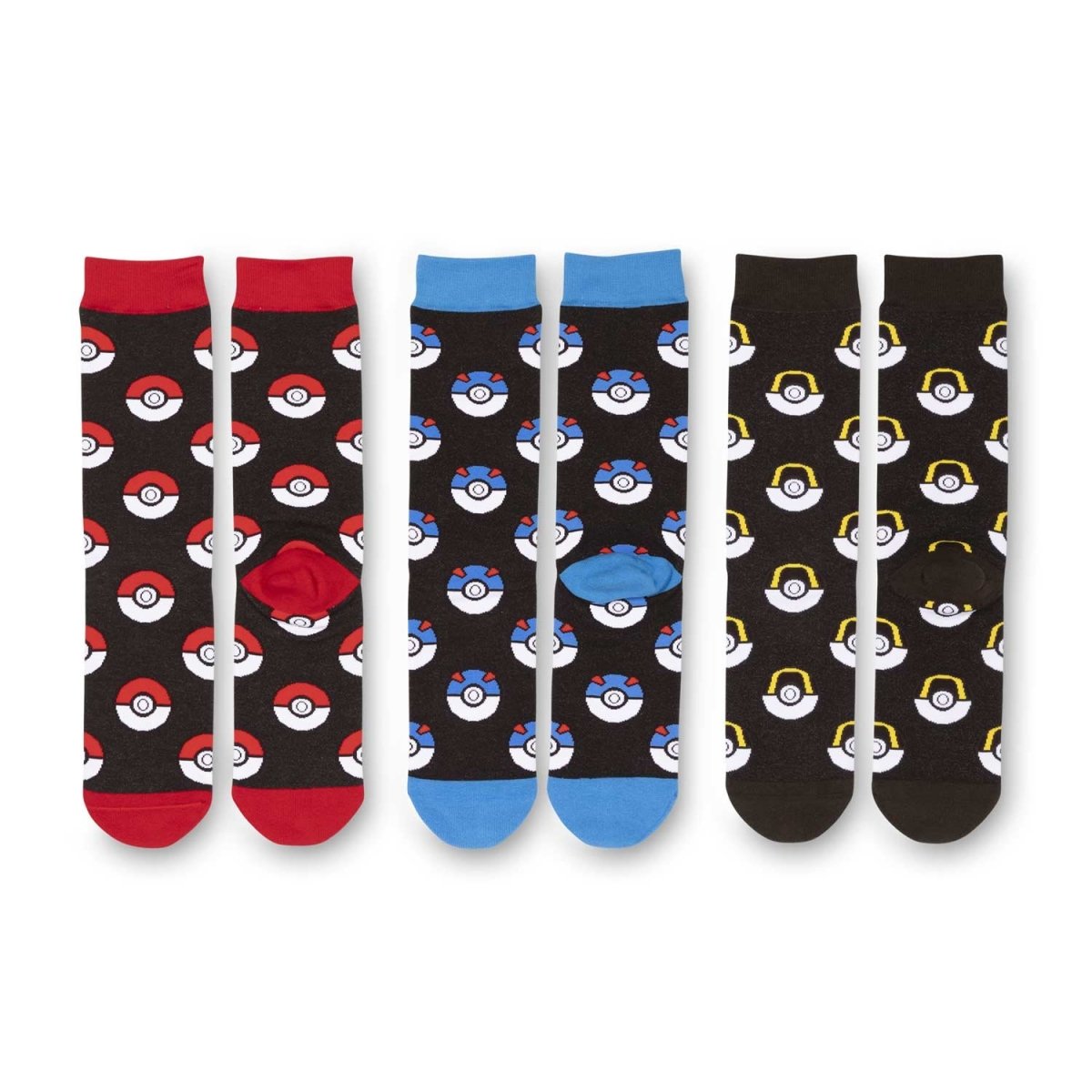 Poké Ball Pattern Crew Socks Box Set (3 Pairs) (One Size-Adult ...