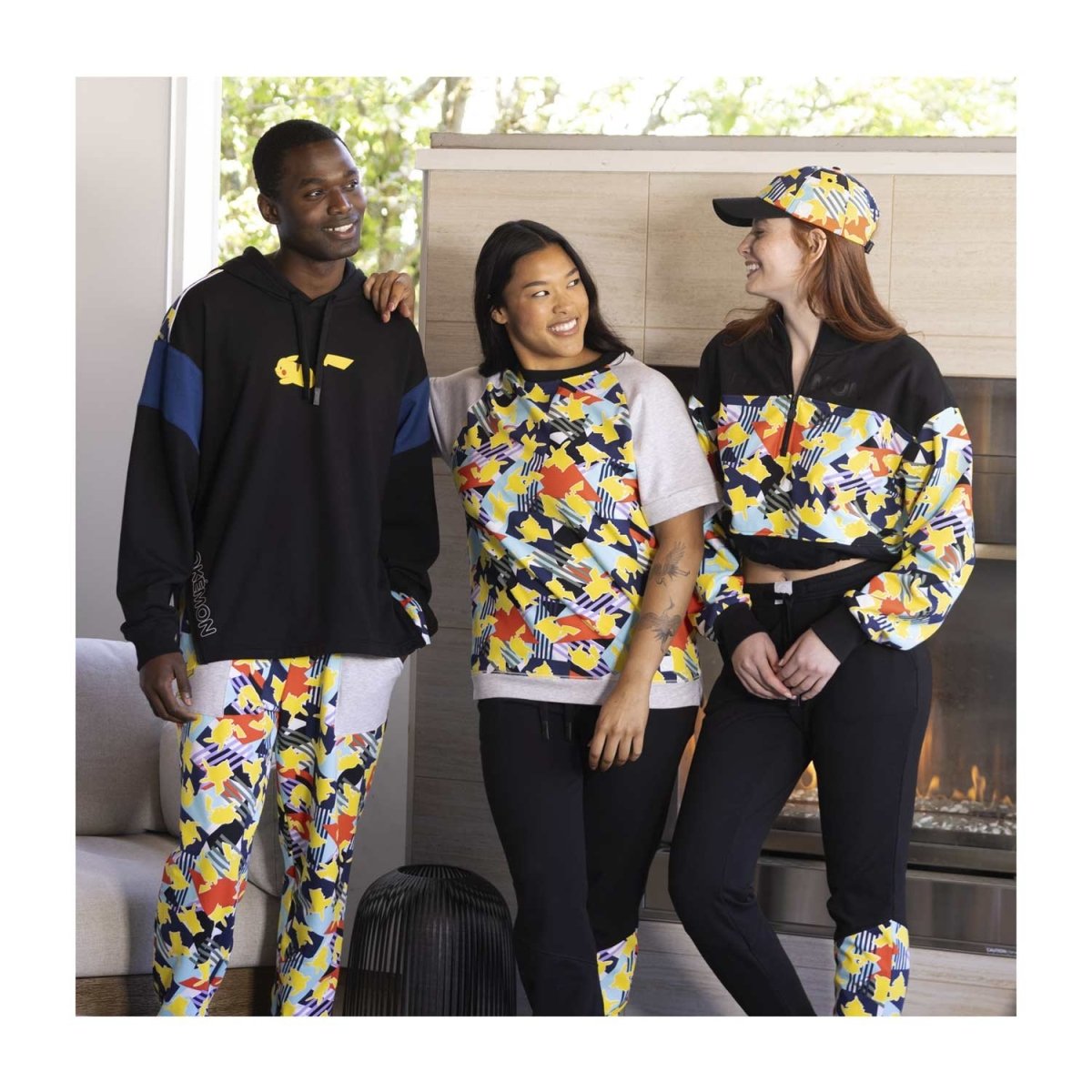 Pikachu Mix Pokémon Lounge Black Pullover Hoodie - Adult | Pokémon