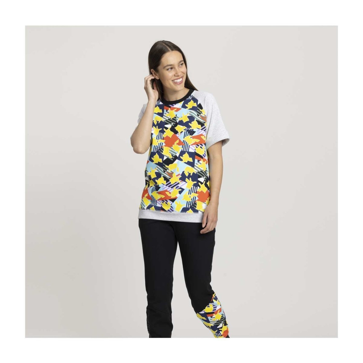 Pikachu Mix Pokémon Lounge Gray Short-Sleeve Sweatshirt - Adult
