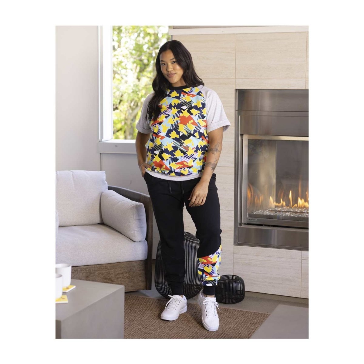 Pikachu Mix Pokémon Lounge Gray Short-Sleeve Sweatshirt - Adult