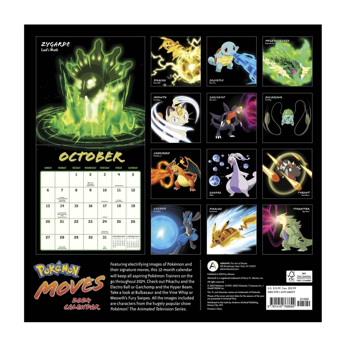 Pokémon Moves 2024 Wall Calendar  Pokémon Center Canada Official Site