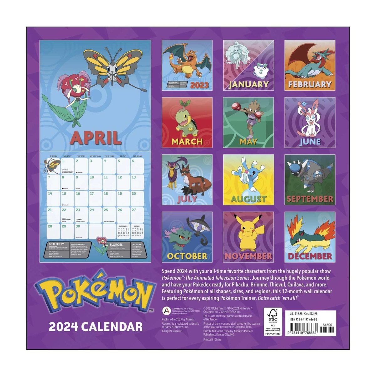 Pokémon 2024 Wall Calendar