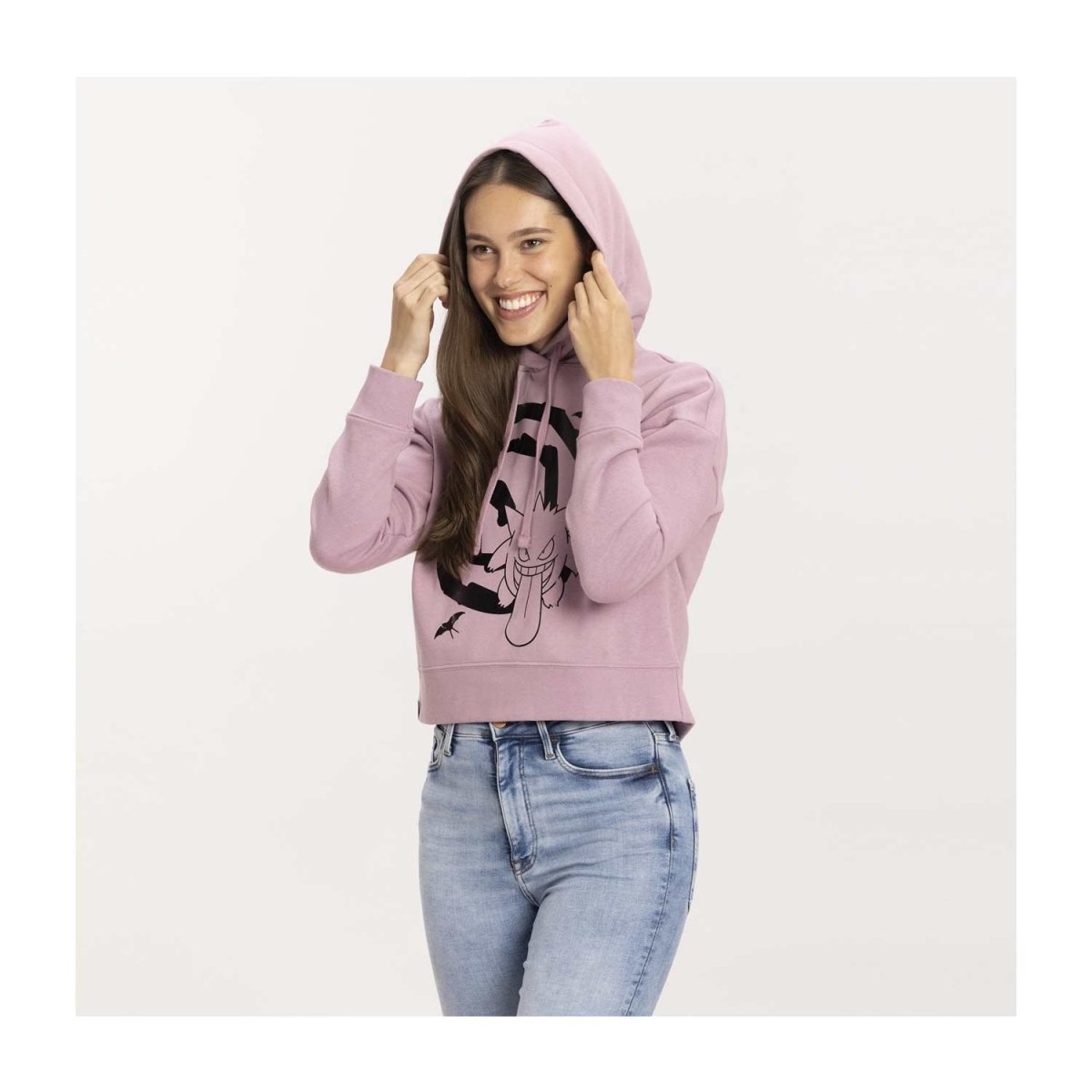 Gengar Lilac Drop-Shoulder Crop Hoodie - Women | Pokémon Center