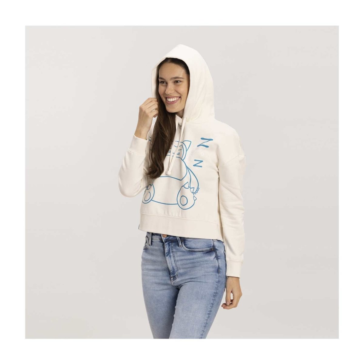 Snorlax Cream Drop-Shoulder Crop Hoodie - Women | Pokémon Center