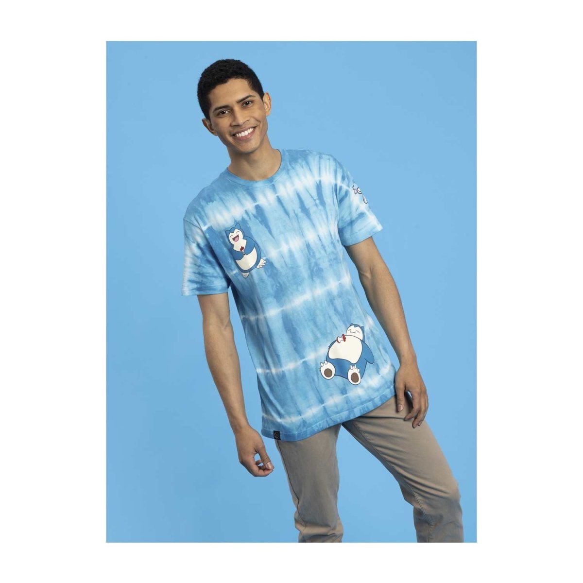 Snorlax Blue Tie-Dye Relaxed Fit Crew Neck T-Shirt - Adult