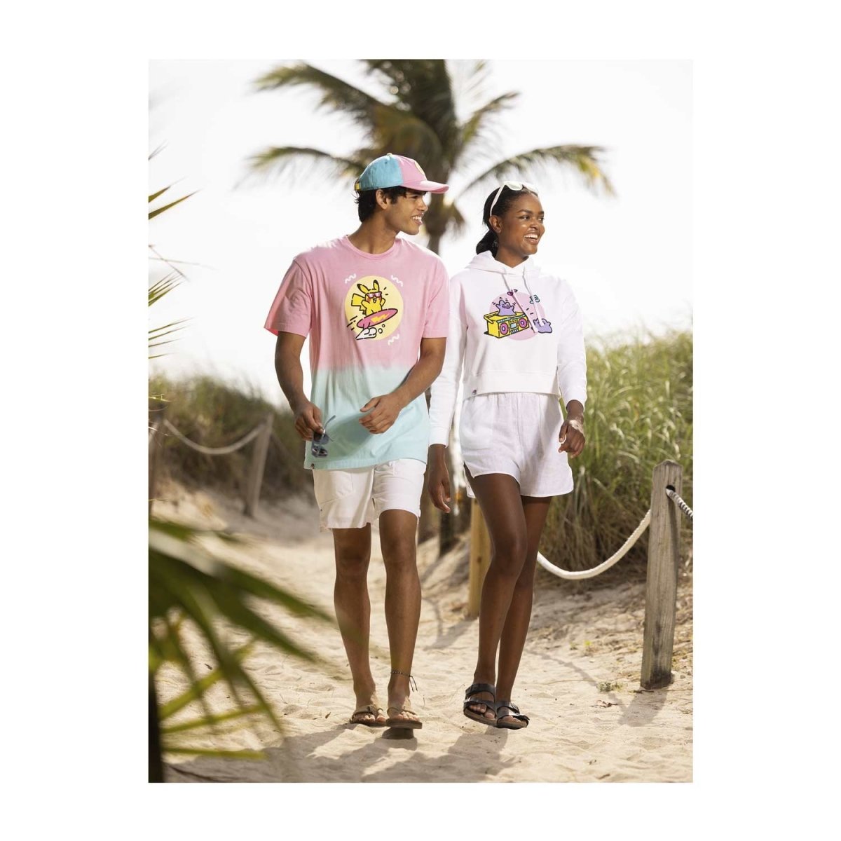 Ditto Pokémon Lazy Summer White Crop Hoodie - Women