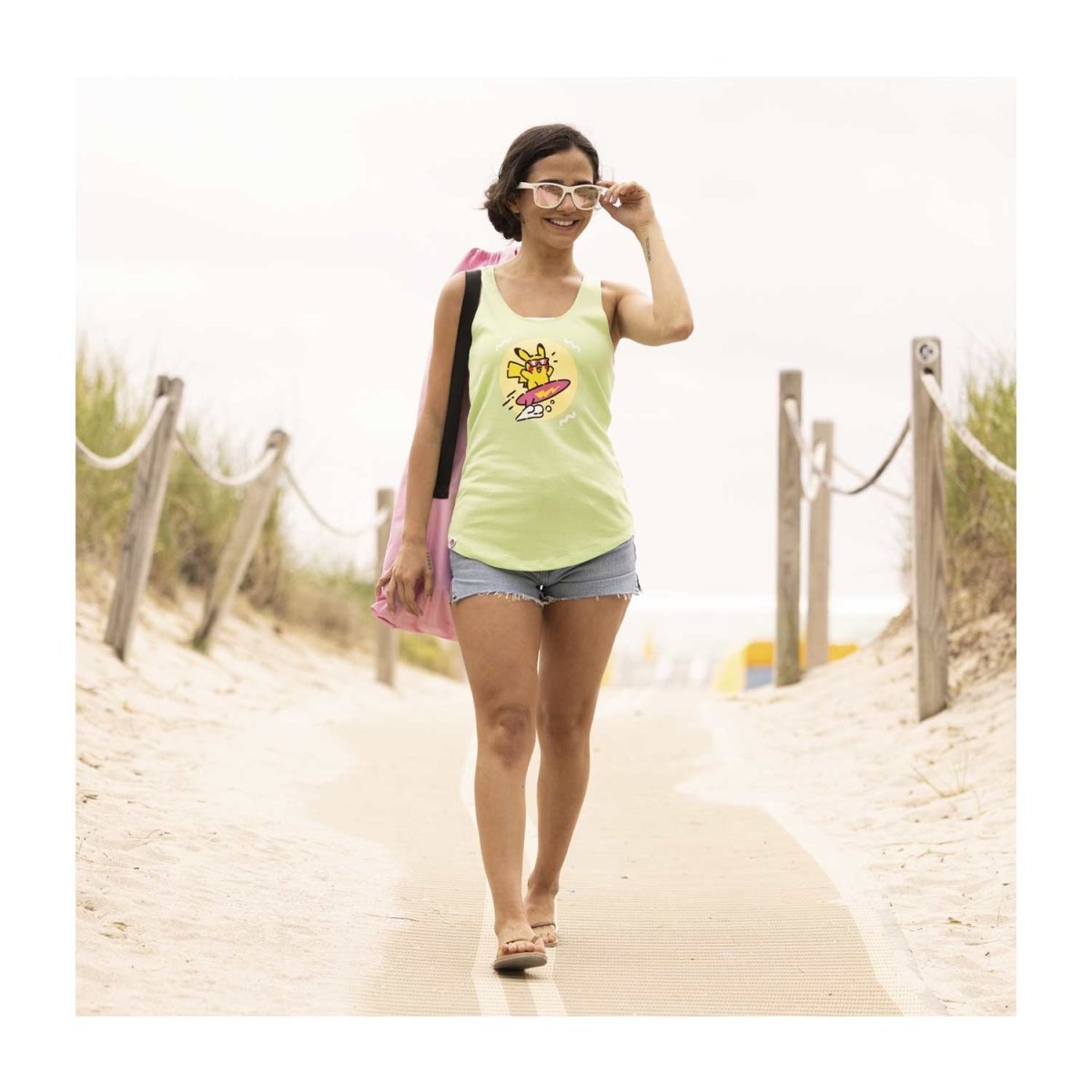 Pikachu Pokémon Lazy Summer Green Racerback Tank Top - Women
