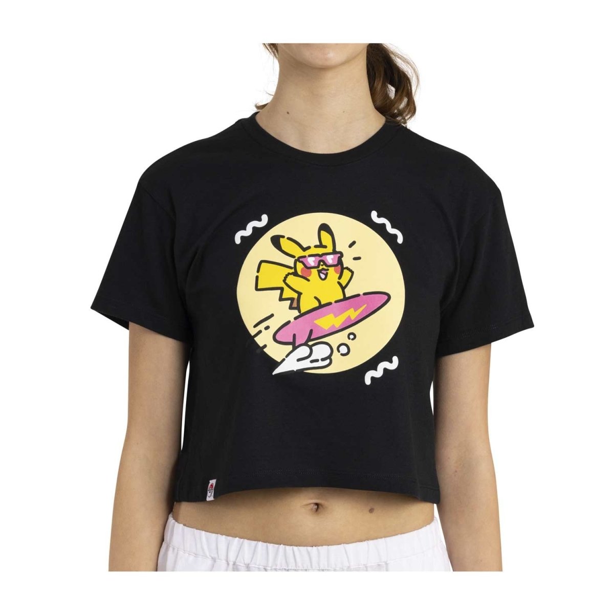Pikachu Pokémon Lazy Summer Black Relaxed Fit Crew Neck Crop